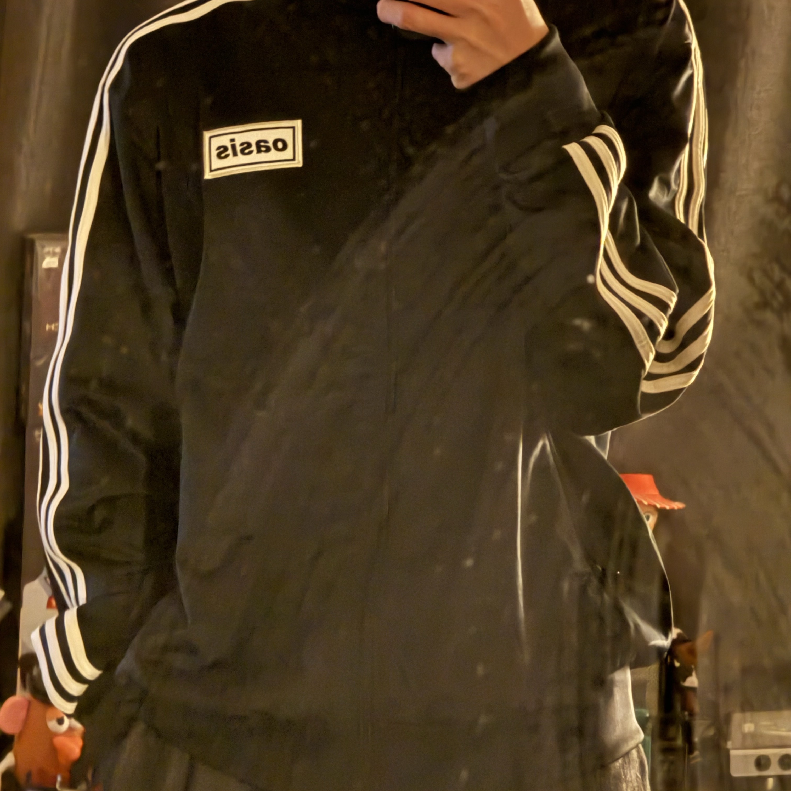Adidas x Oasis Tour Firebird Track Top Black - US Sizing 착용 스타일