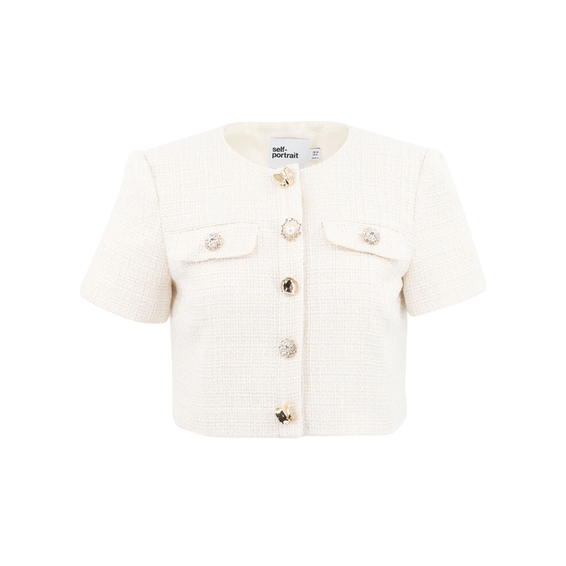 (W) 셀프 포트레이트 부클 크롭 탑 크림((W) Self Portrait Boucle Crop Top Cream)