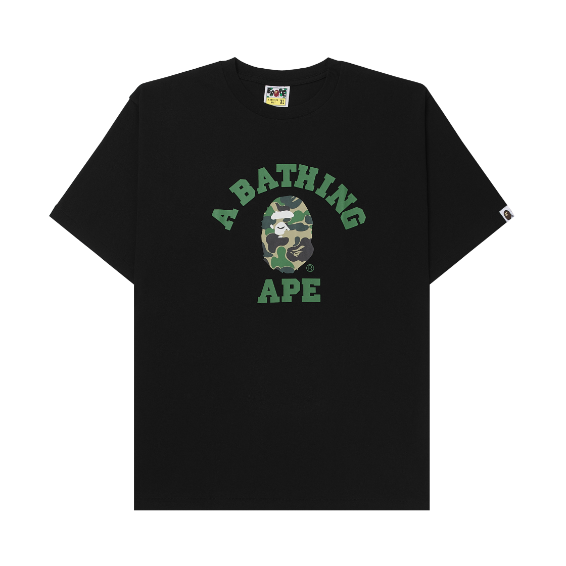 베이프 ABC 카모 컬리지 티셔츠 블랙 그린(BAPE ABC Camo College T-Shirt Black Green)