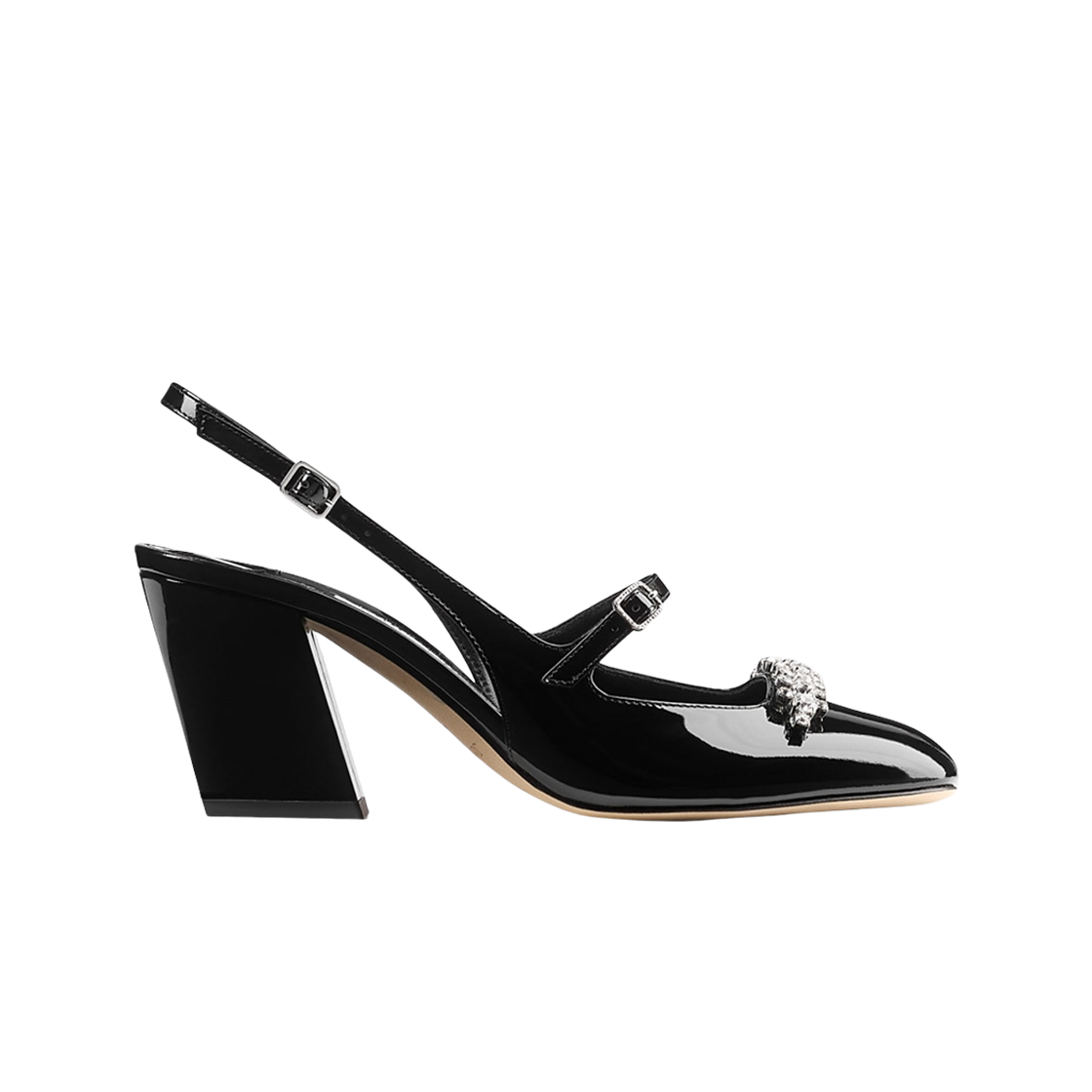 (W) 지미추 벨린다 70 페이턴트 레더 슬링백 블랙((W) Jimmy Choo Belinda 70 Patent Leather Slingback Black)