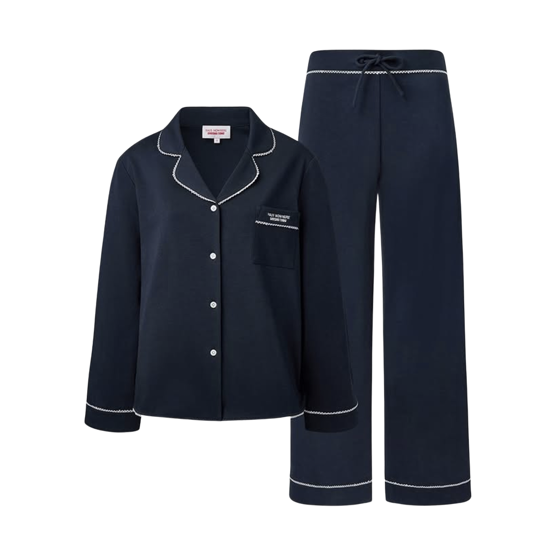 (W) 하우스 노웨어 x 슈슈통 파자마 세트 네이비 블루((W) Haus Nowhere x Shushu/Tong Pajama Set Navy Blue)