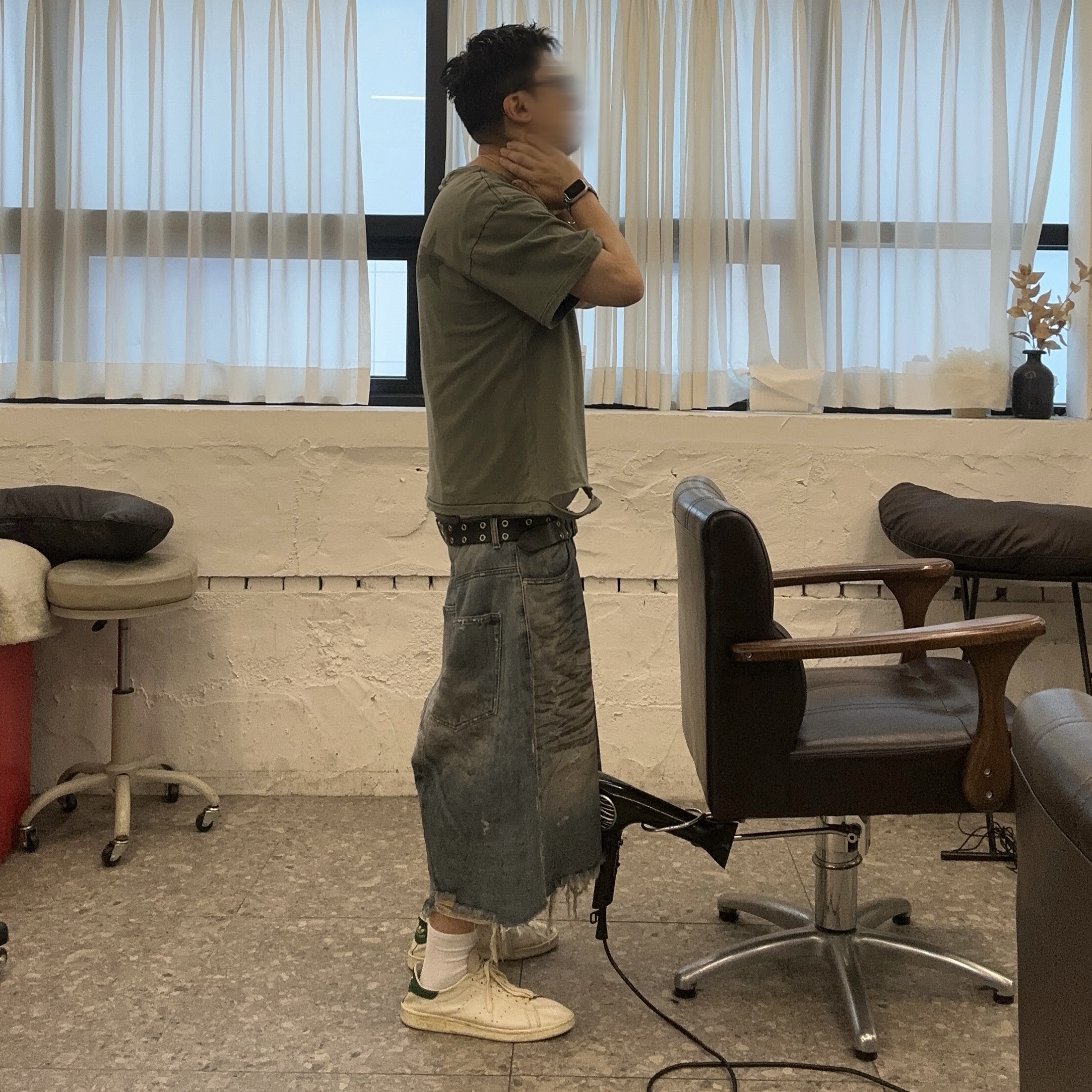 Project G/R Reworked Bermuda Shorts Blue 착용 스타일 - 2