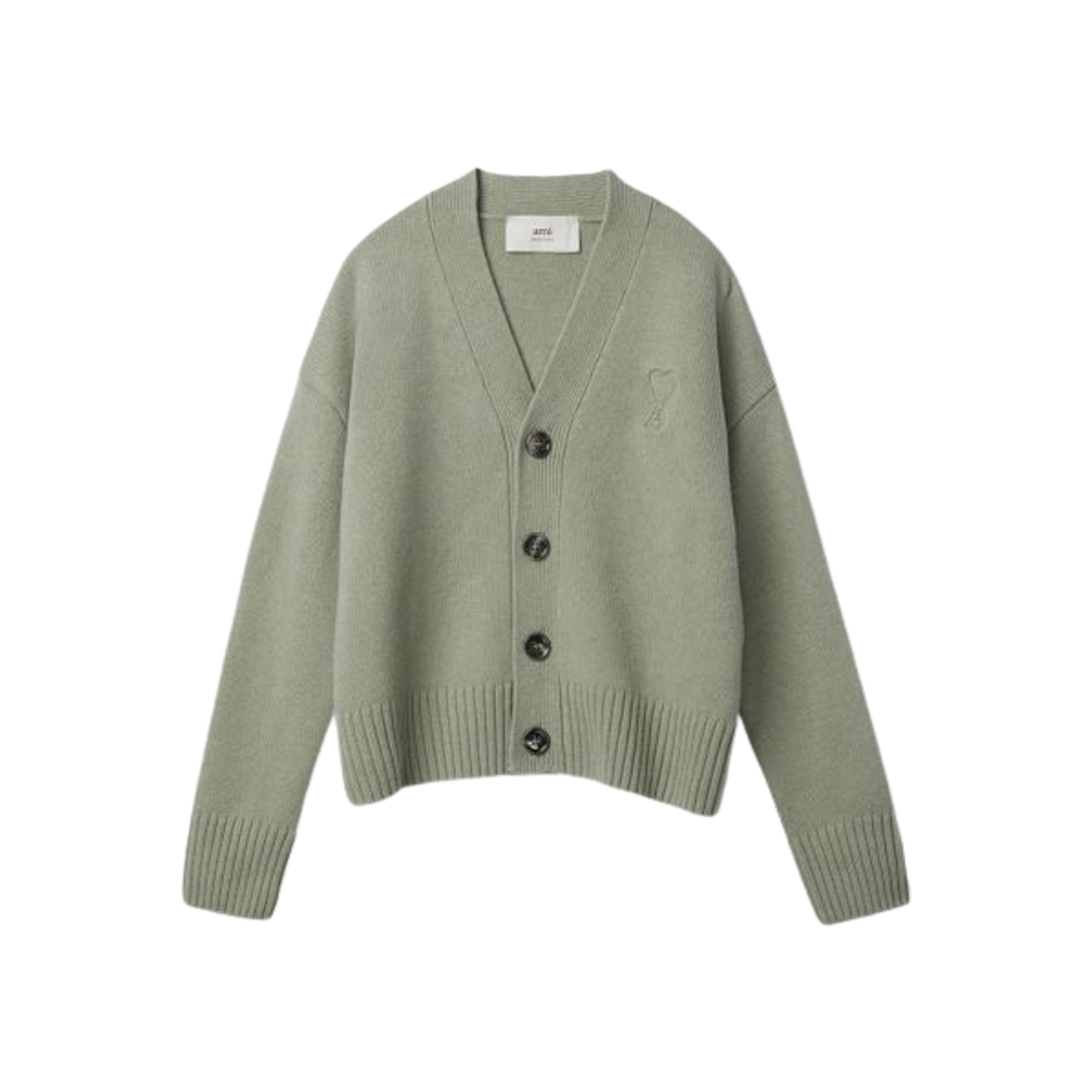 UKC044-KN0028-303 AMI de Coeur Embossed ADC Cardigan Green Aqua