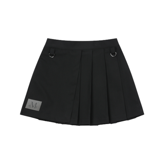 무센트 스트라이드 셋업 체크 배색 미니 스커트 블랙 | MUCENT