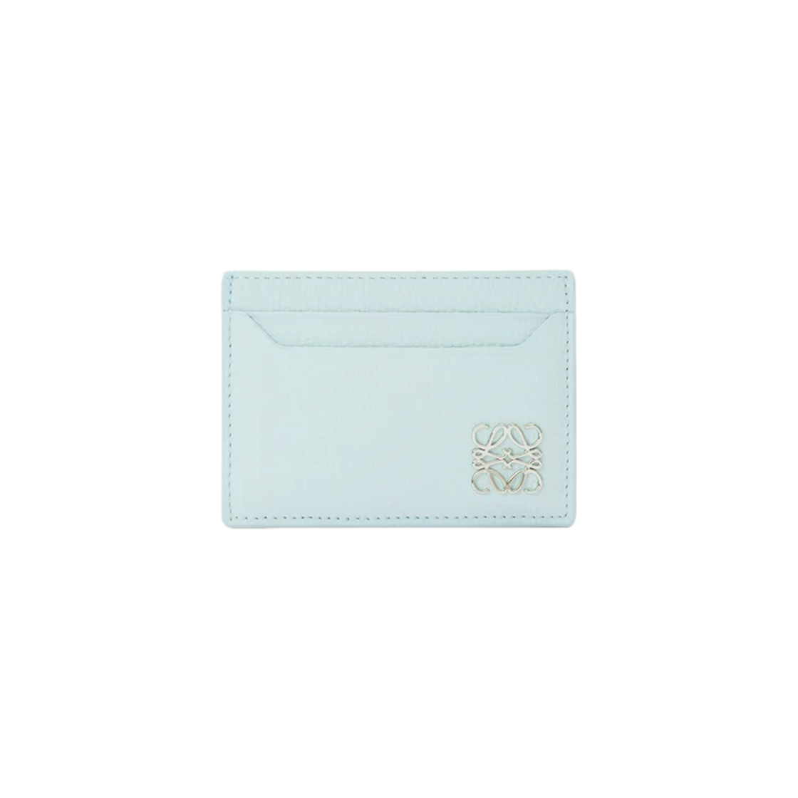 C821075X09-3053 Loewe Anagram Plain Card Holder in Pebble Grained Calfskin Frozen