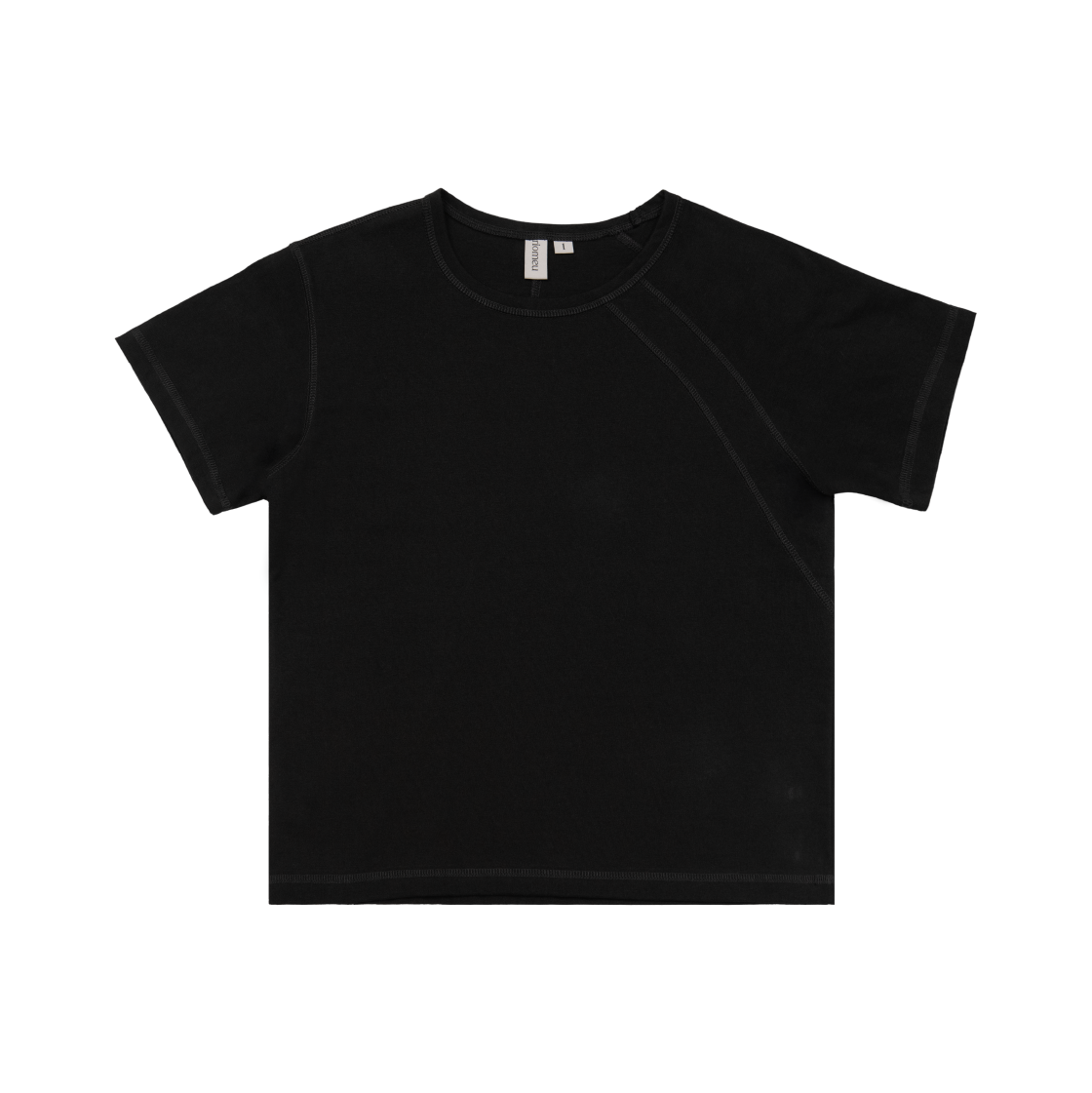 R-25-SU04 Riomeu Unbalance Incision Short Sleeve Black