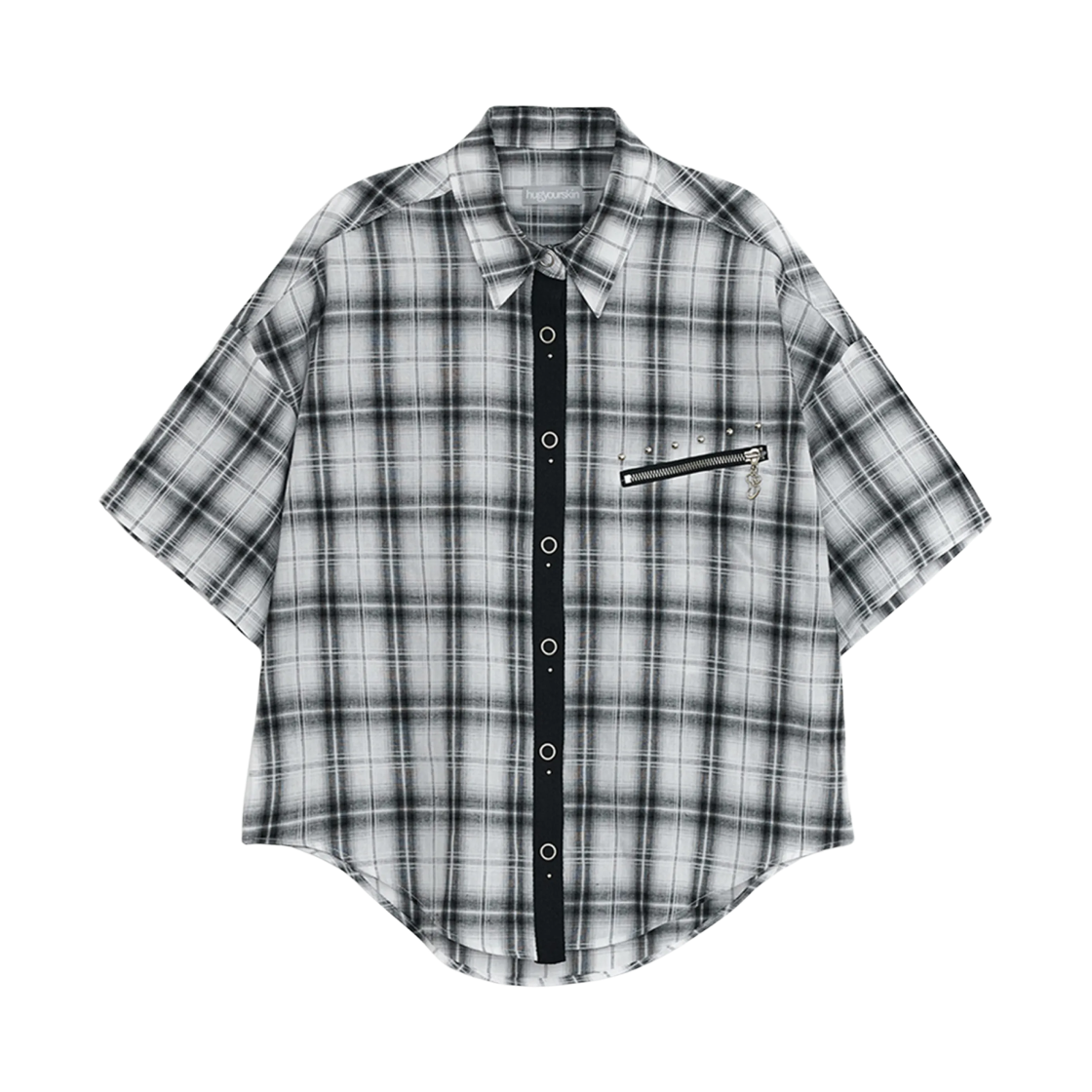 (W) 허그유어스킨 스터드 체크 셔츠 화이트((W) hugyourskin Stud Check Shirt White)