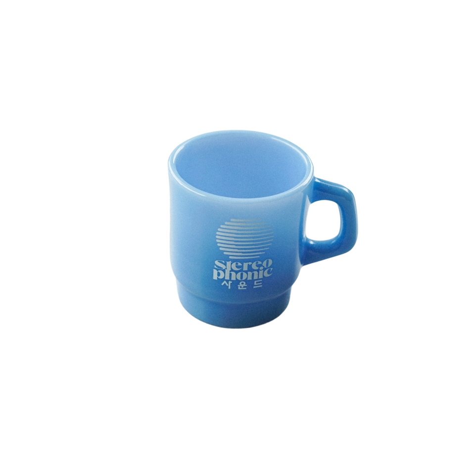 30035 Stereophonic Sound SPS Logo Milk Glass Light Blue