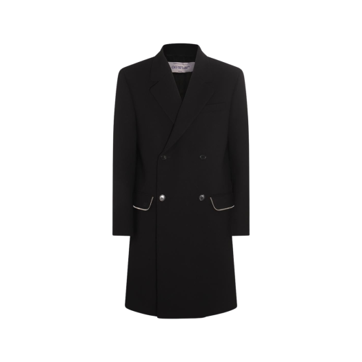 OMER082F23FAB0011010 Off-White Wool Zip Detail Virgin Coat Black