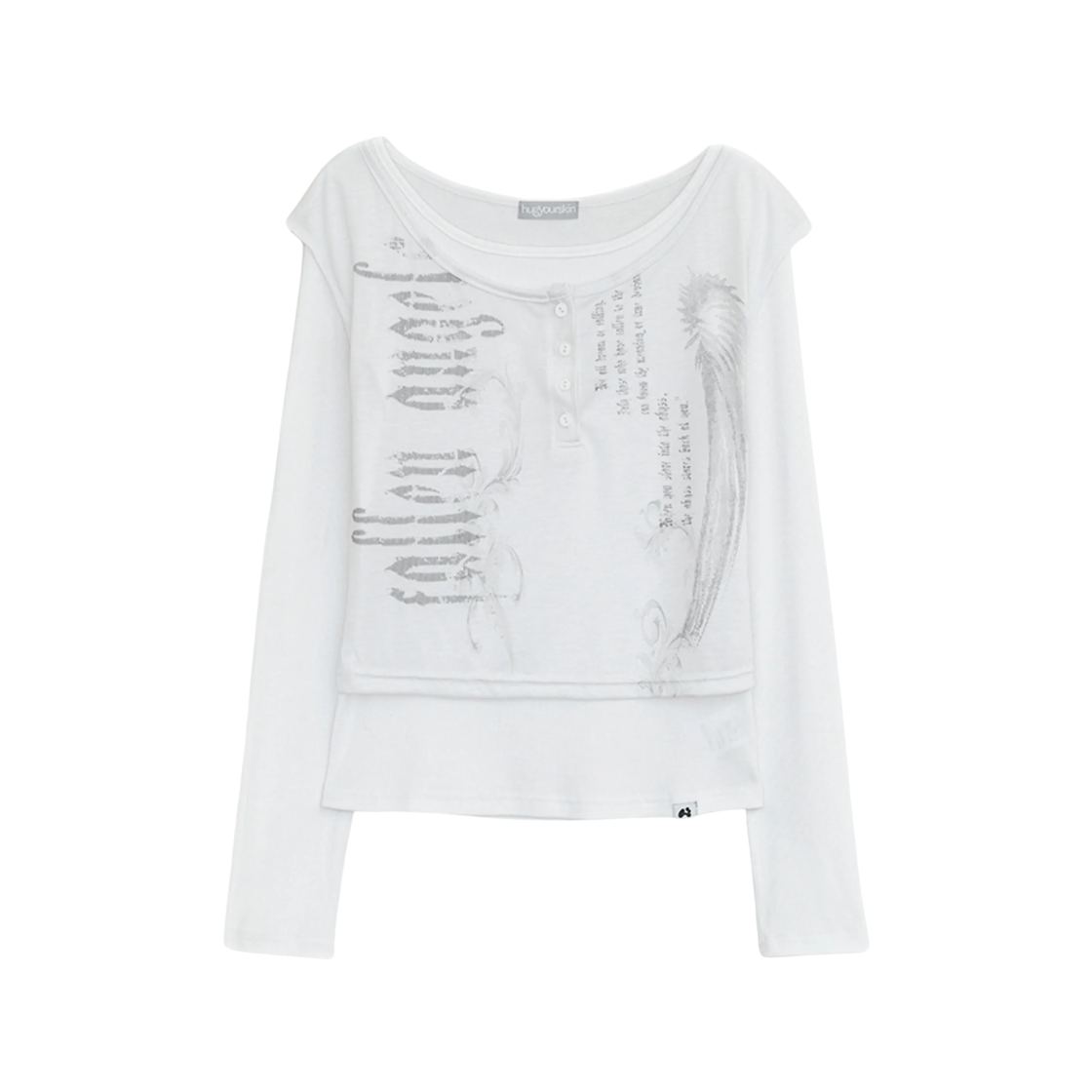 - (W) hugyourskin Fallen Angel Layered Top White