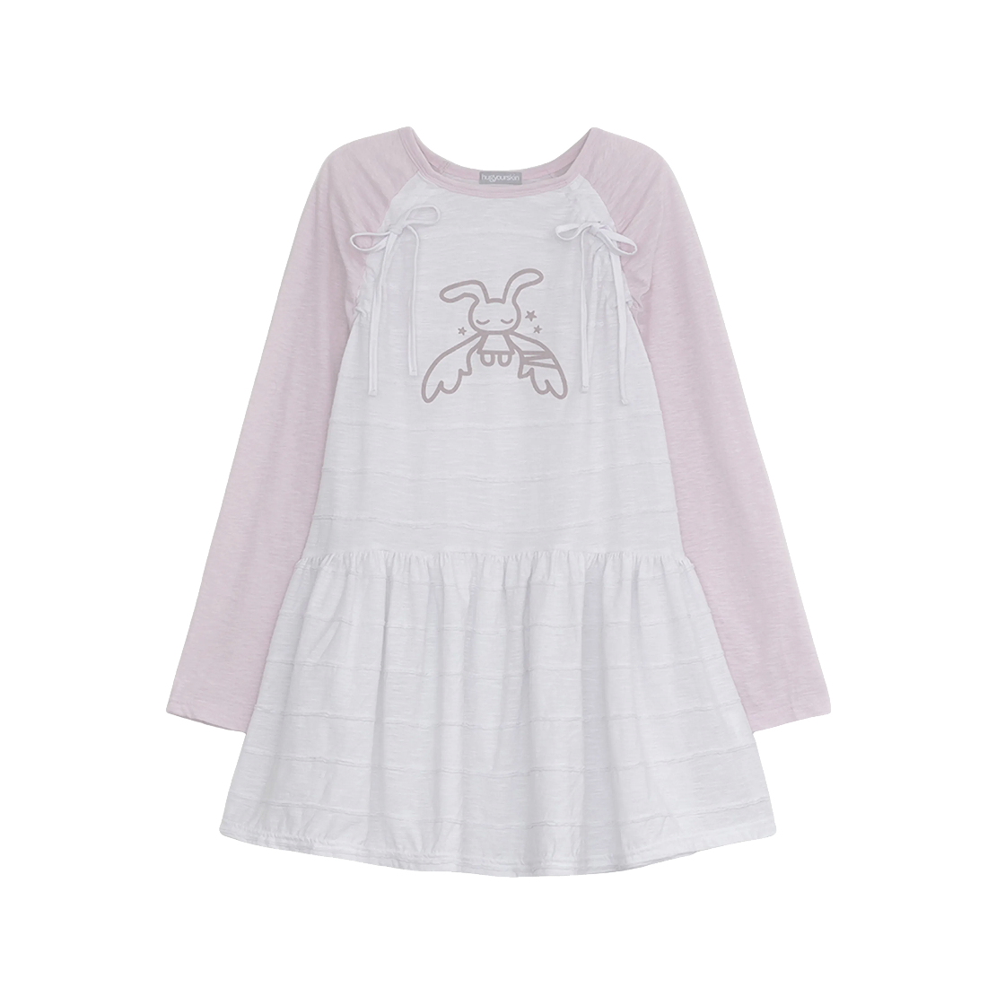- (W) hugyourskin Angel Patch Raglan Dress White Pink