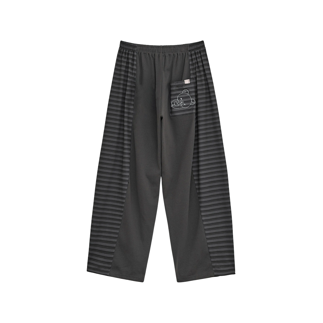 (W) 허그유어스킨 스트라이프 코리락쿠마 조거 팬츠 차콜((W) hugyourskin Stripe Korilakkuma Jogger Pants Charcoal)