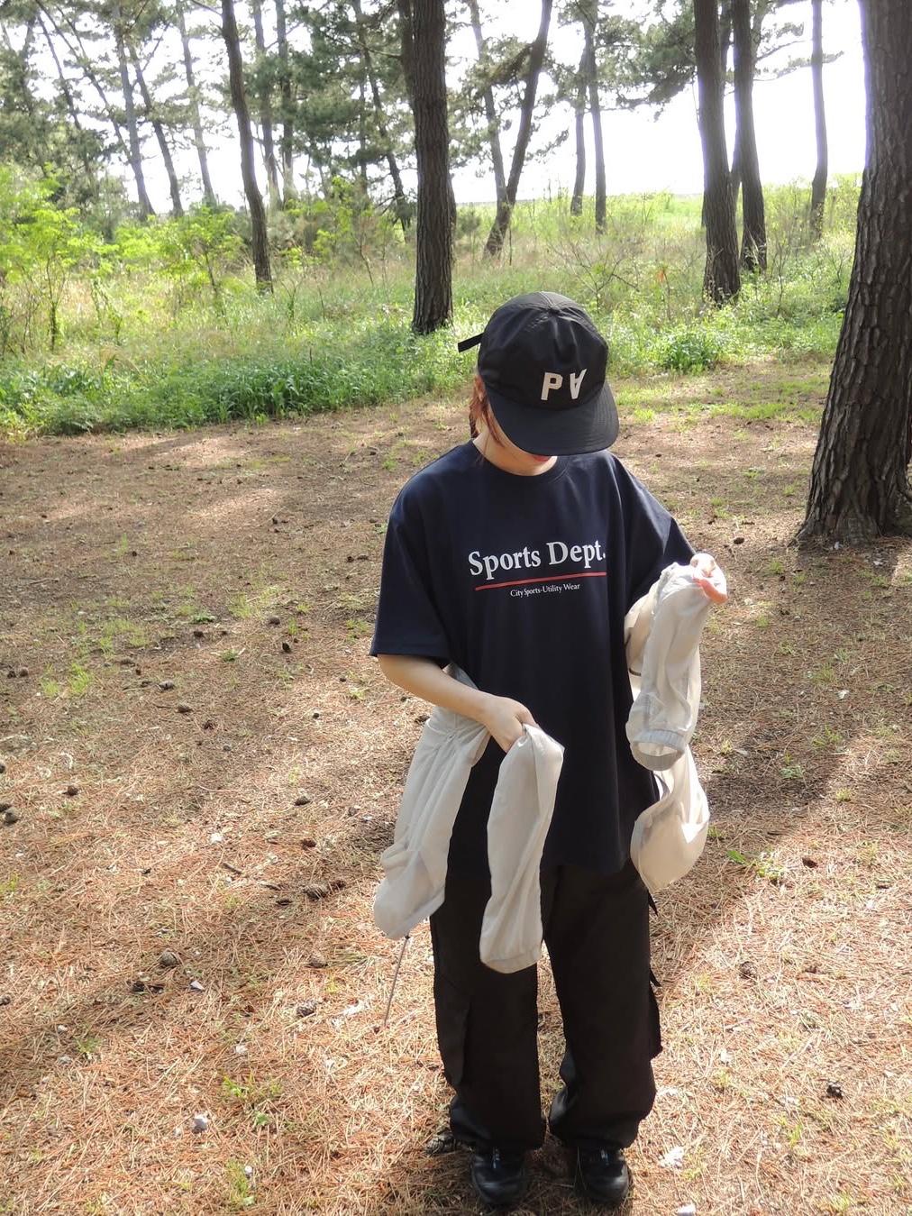 Sports Dept Line Logo T-shirt Navy, Salomon XT-6 ADV Black 착용 스타일 - 7