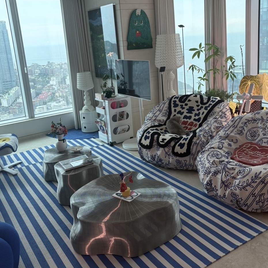 Say Touche Doodle Persian Picnic Mat Blue, Human Made Polar Bear Rug White 착용 스타일 - 2