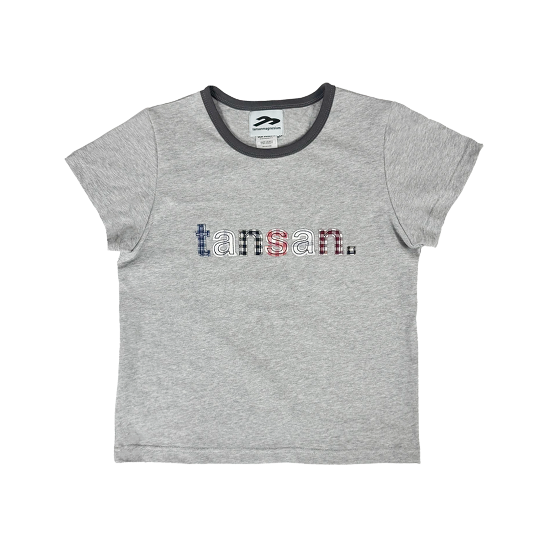 (W) 탄산마그네슘 탄산 아플리케 티셔츠 그레이((W) Tansanmagnesium Tansan Applique T-Shirt Grey)