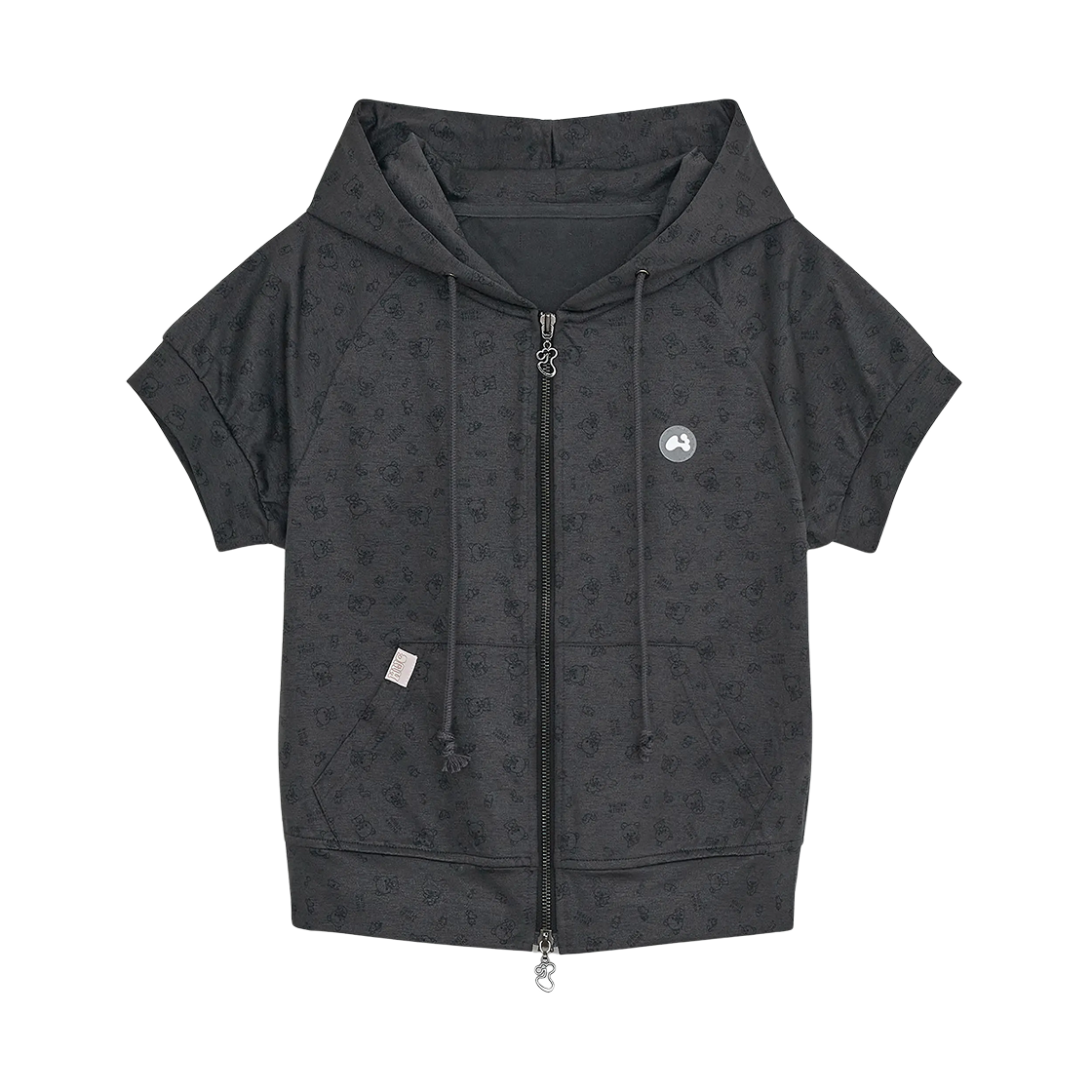 - (W) hugyourskin Korilakkuma Print Hoodie Zip Up Charcoal