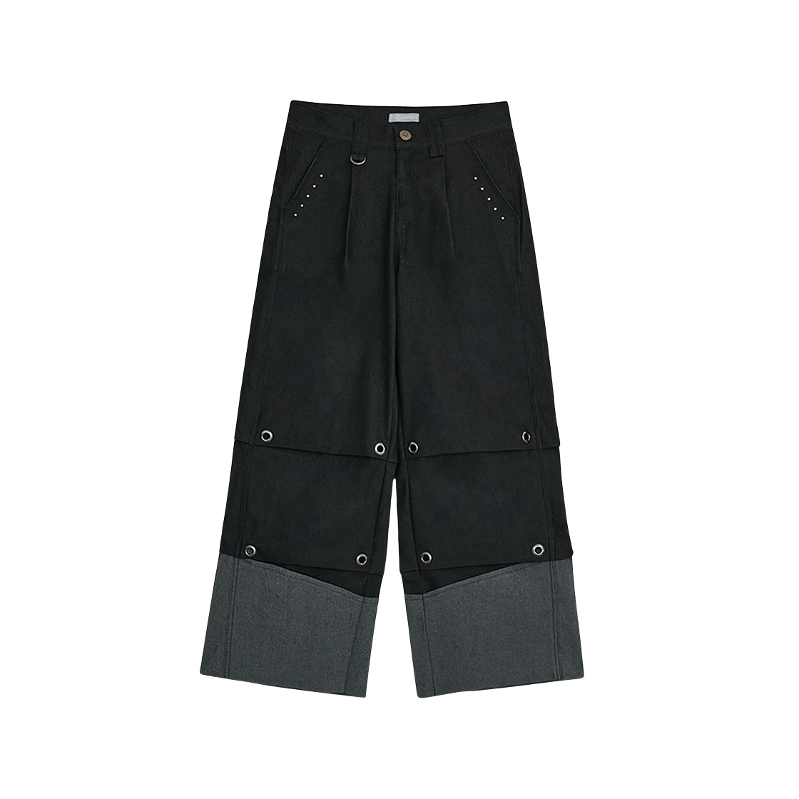 - (W) hugyourskin Tucked Denim Pants Black