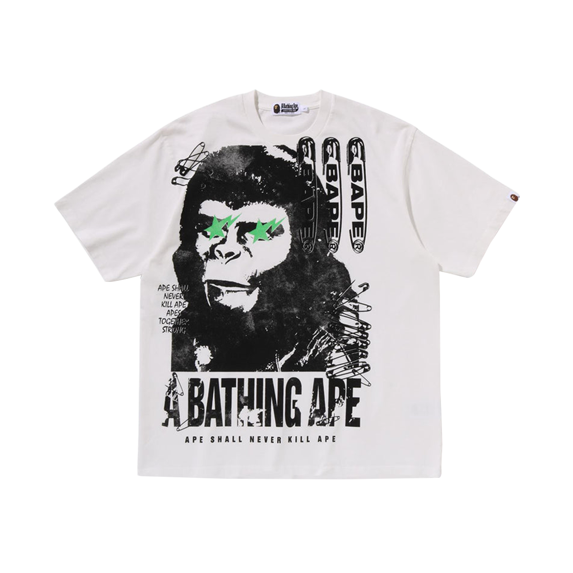 - BAPE Garment Dye Multi Logo Relaxed Fit T-Shirt White