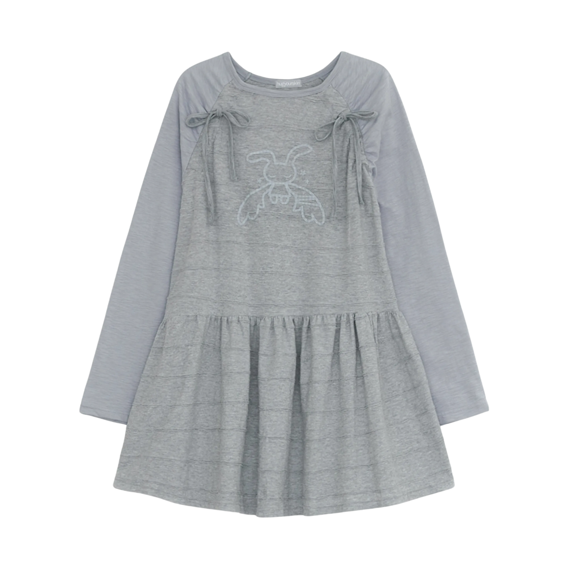 (W) 허그유어스킨 엔젤 패치 래글런 드레스 그레이((W) hugyourskin Angel Patch Raglan Dress Gray)