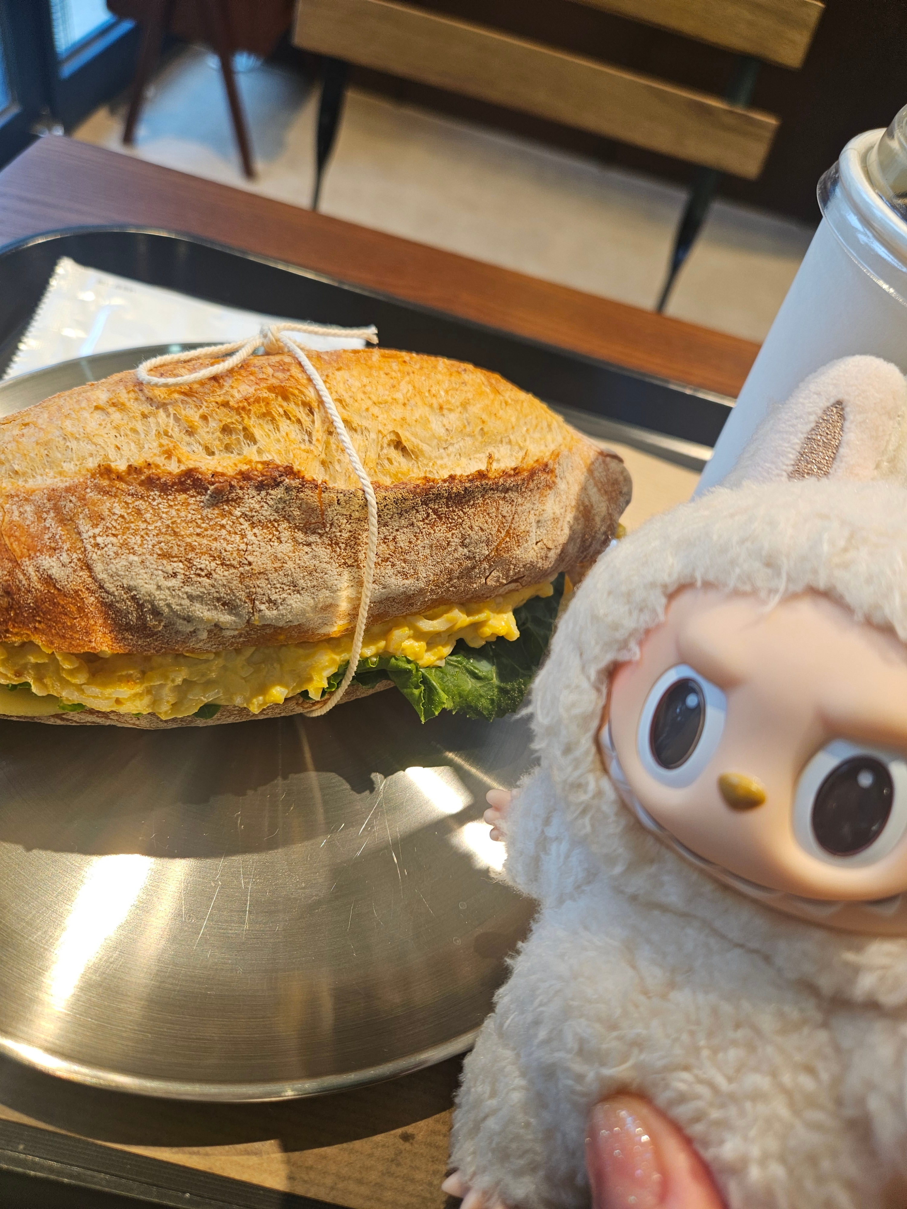 Pop Mart Labubu The Monsters Labubu Tasty Macarons Series Soymilk Keyring, Human Made Big Bandana #1 Red 착용 스타일 - 5