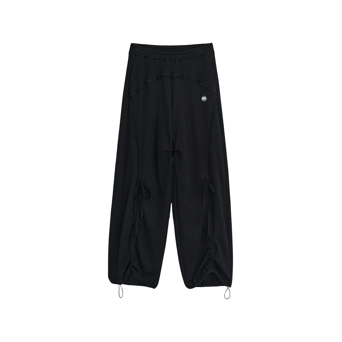 (W) 허그유어스킨 레이스 조거 팬츠 블랙((W) hugyourskin Lace Jogger Pants Black)