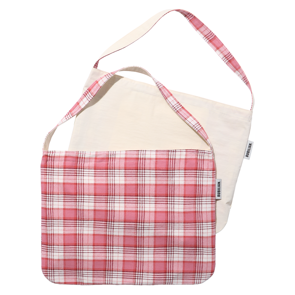 버빌리안 시오 리버서블 에코백 핑크체크&아이보리(Bubilian Seio Reversible Eco Bag Pinkcheck&Ivory) - 2