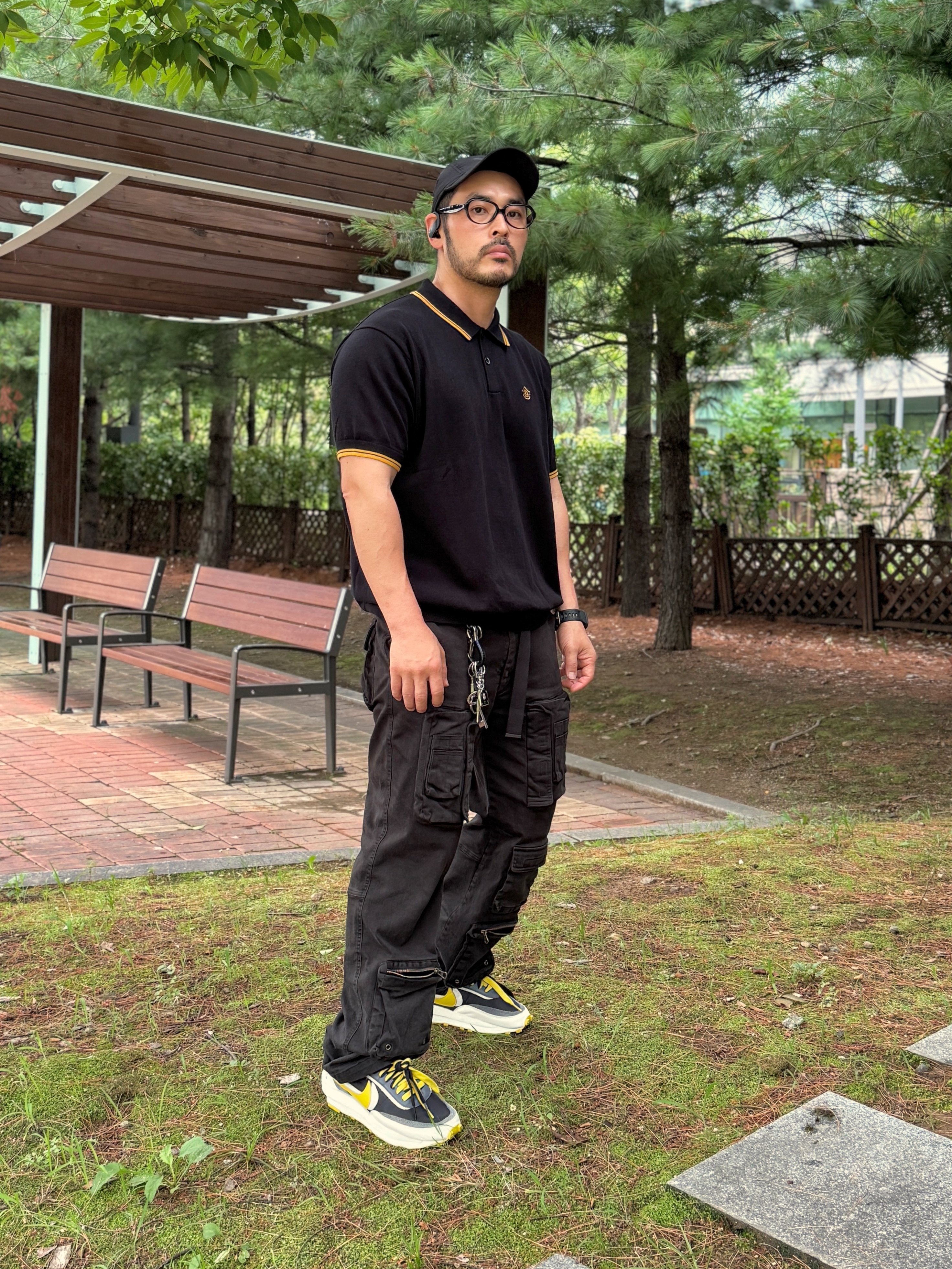 Nike x Sacai x Undercover LDWaffle Black Bright Citron 착용 스타일 - 4