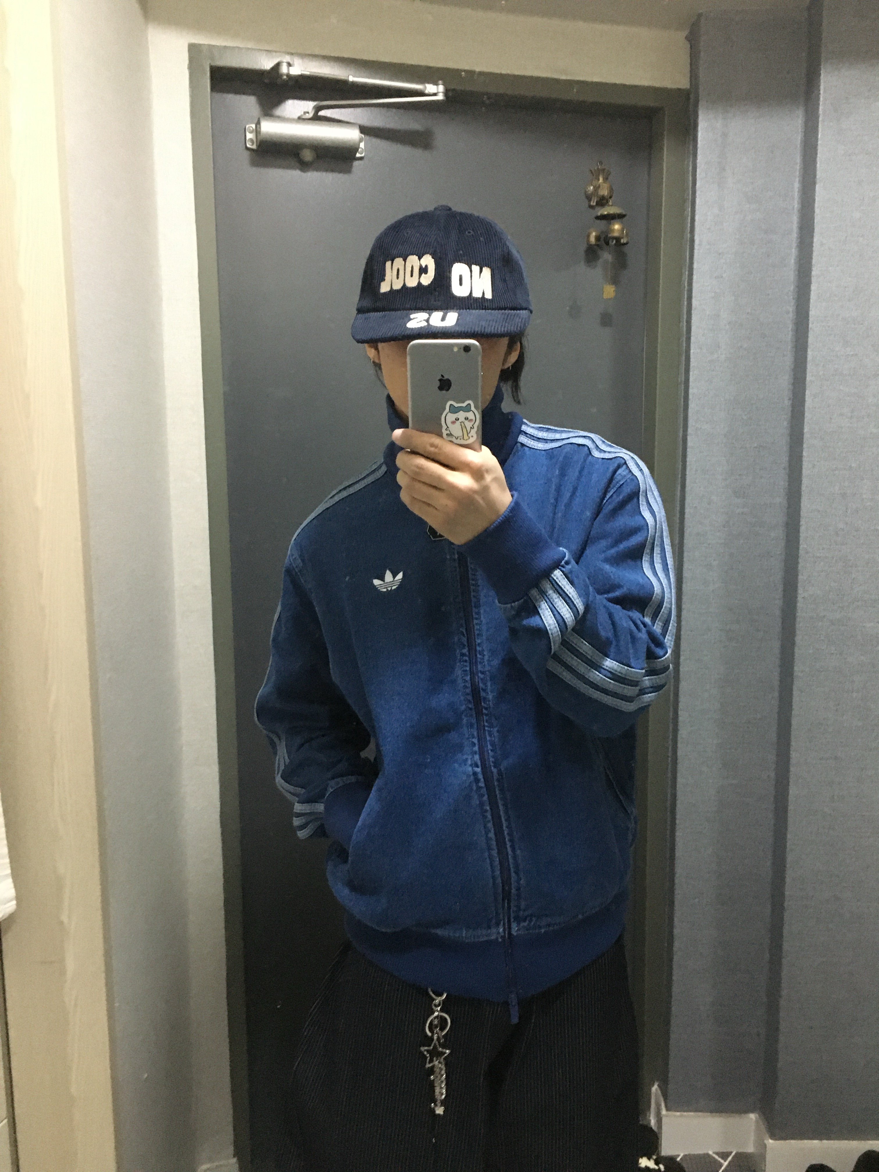 Adidas Adicolor Denim Firebird Track Top Medium Blue Denim - KR Sizing 착용 스타일 - 2