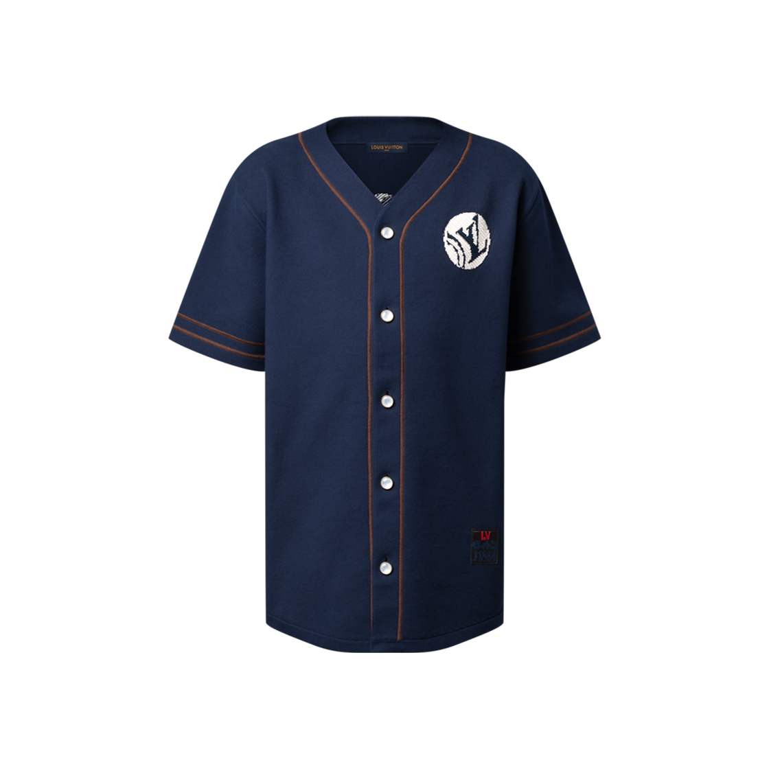 루이비통 니티드 숏슬리브 베이스볼 셔츠 딥 네이비