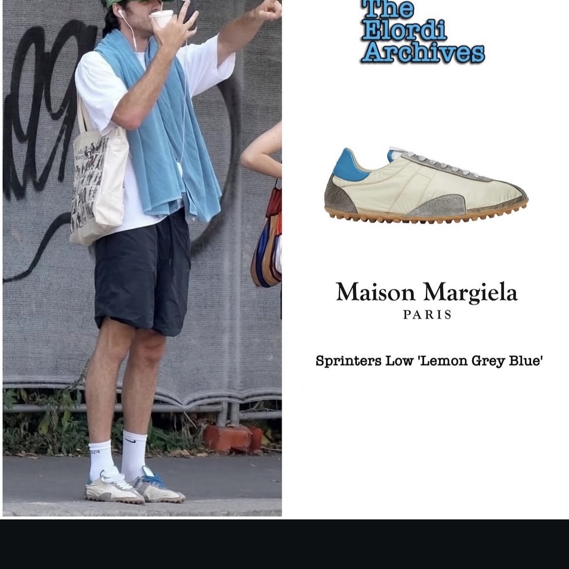 Maison Margiela Beige Nylon Sprinters Sneakers Lemon 착용 스타일 - 1