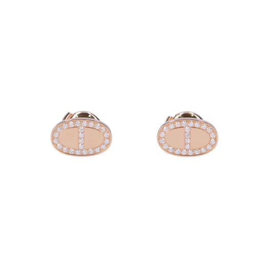 ITAW98G22KDI Hermes Chandal Contour Earrings 18K Rose Gold Diamond