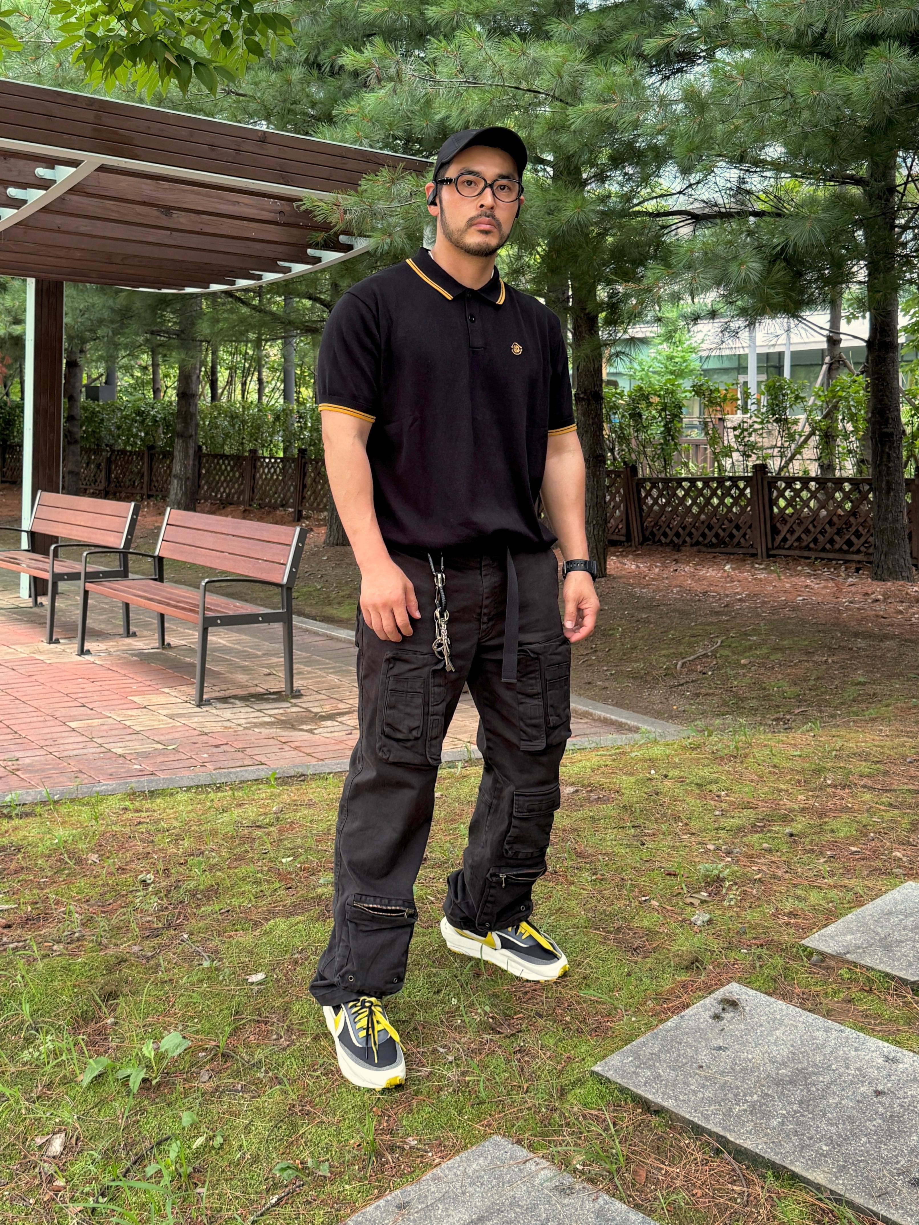 Nike x Sacai x Undercover LDWaffle Black Bright Citron 착용 스타일 - 3