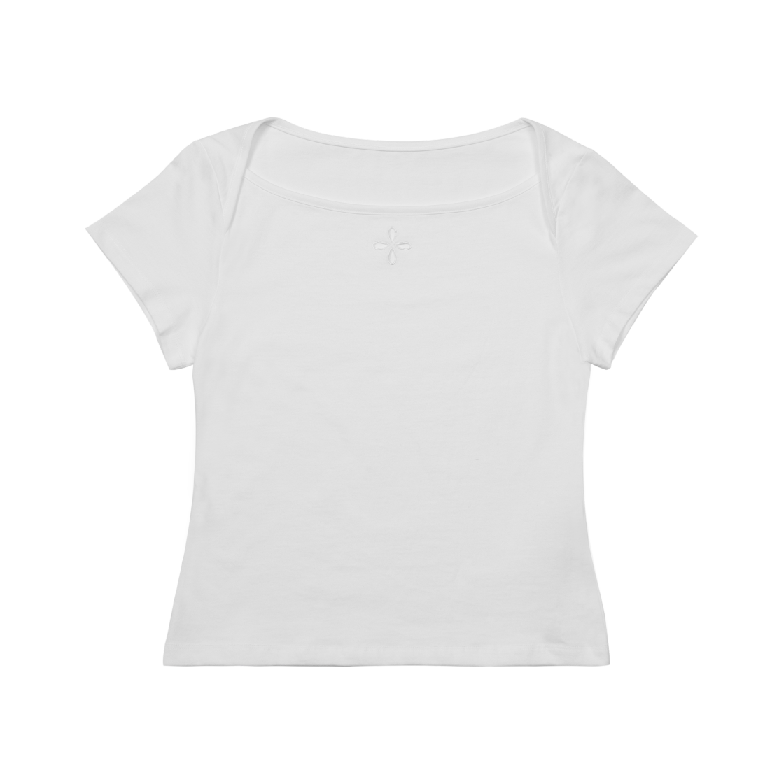 리오므 시그니처 보트넥 티셔츠 화이트(Riomeu Signature Boat Neck Line T-shirt White)