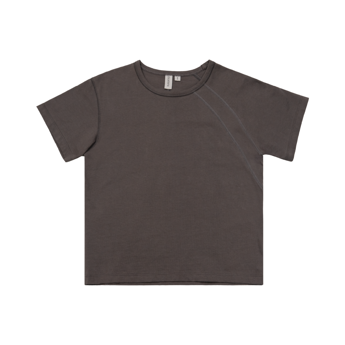 리오므 언발란스 절개 반팔 티셔츠 챠콜(Riomeu Unbalance Incision Short Sleeve Chacoal)