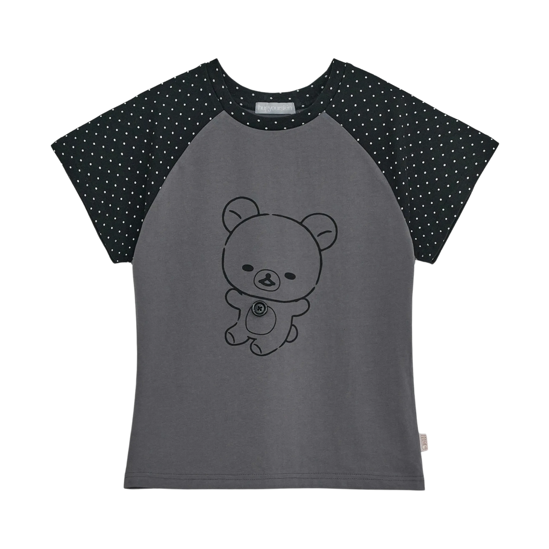 - (W) hugyourskin Korilakkuma Dot Raglan T-Shirt Charcoal