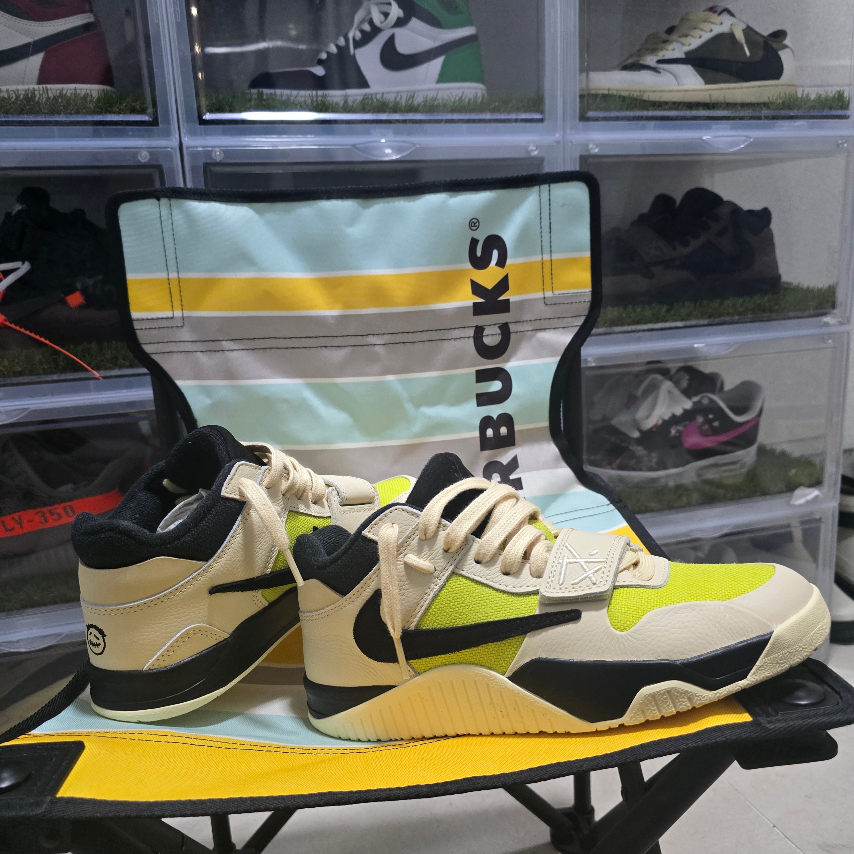 Jordan x Travis Scott Jumpman Jack TR Bright Cactus 착용 스타일