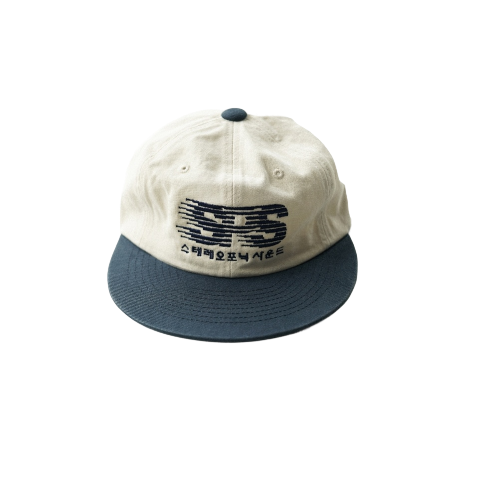 25031 Stereophonic Sound SPS Wave Logo Flat Cap Ivory-Navy