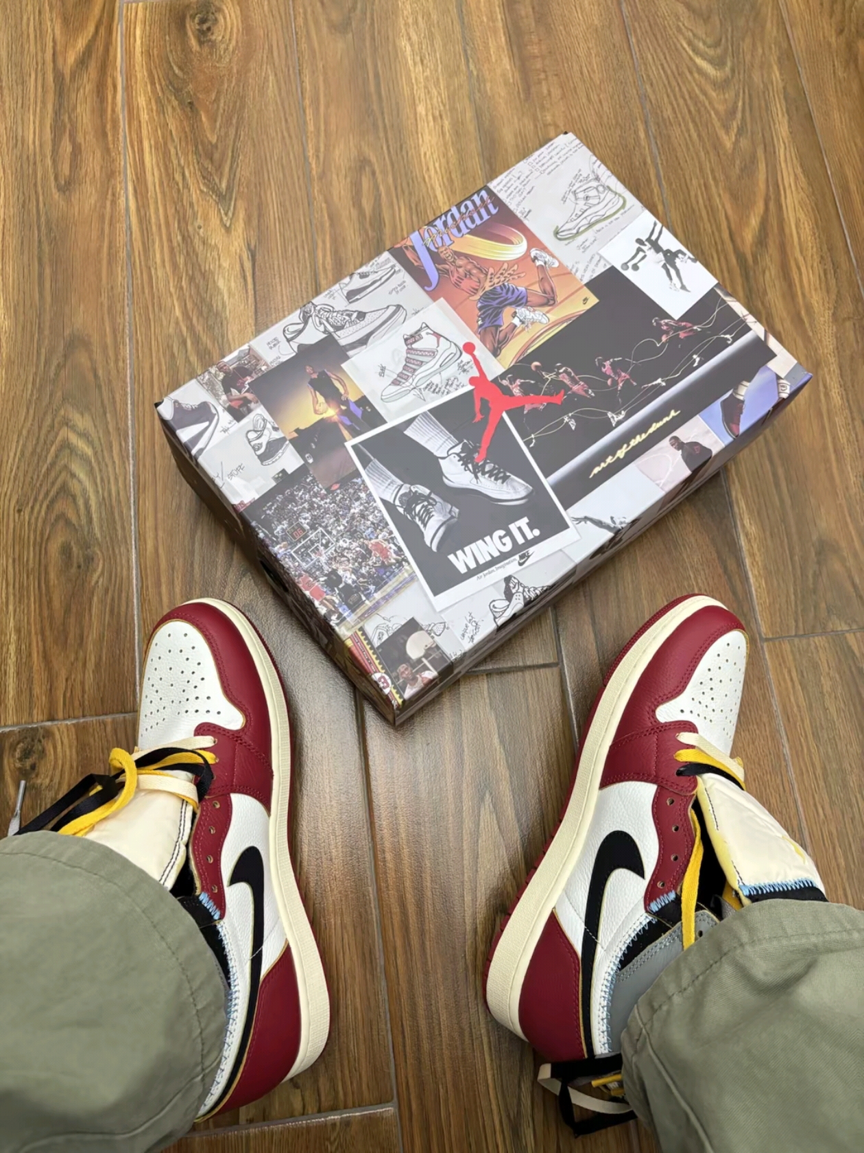 Adidas Adizero EVO SL Cloud White Core Black, Jordan 1 x Union Retro High OG Chicago Shadow 착용 스타일 - 2