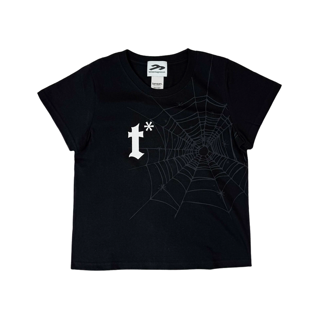 (W) 탄산마그네슘 스파이더 웹 티셔츠 블랙((W) Tansanmagnesium Spider Web T-Shirt Black)