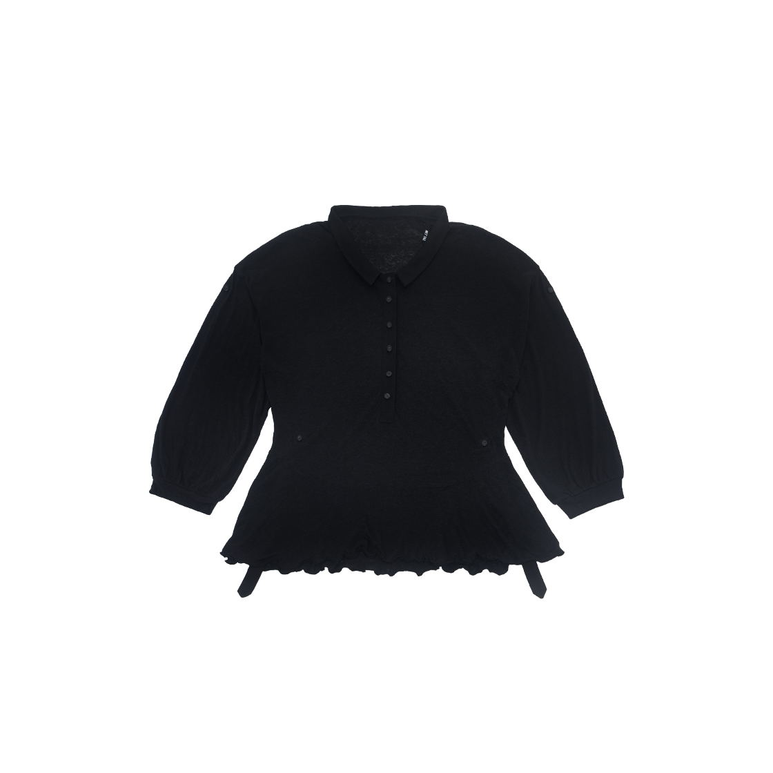 플루이드 내로우 카라 셔츠 드레스 블랙