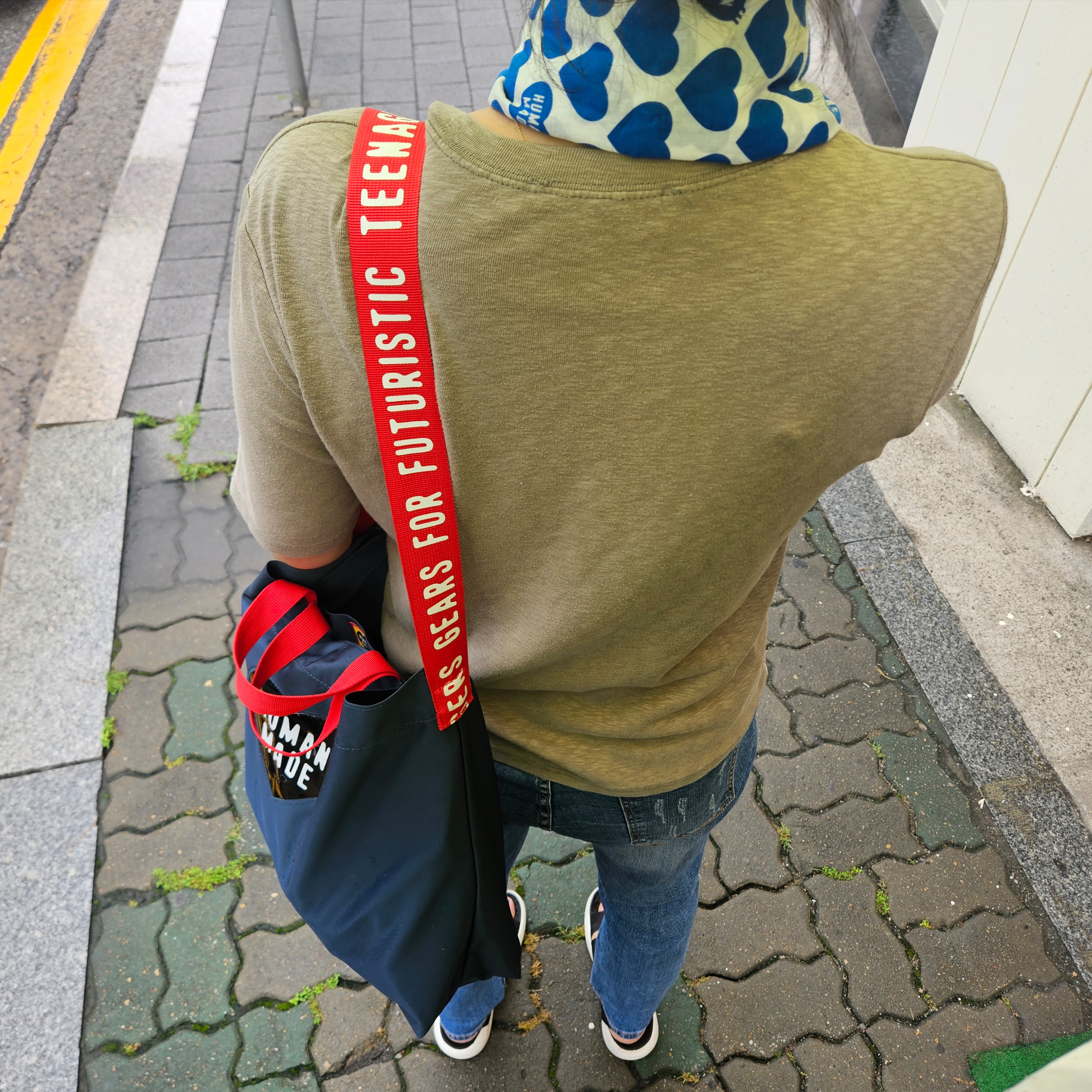 Human Made Big Bandana #2 Navy, Human Made Shoulder Tote Bag Navy 착용 스타일 - 6