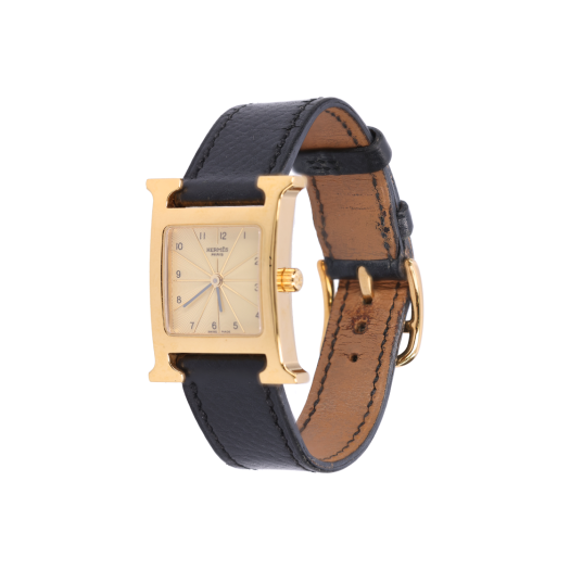 IT3EQ5NV9V4P Hermes H Hour Watch Quartz Steel Gold Quartz Black