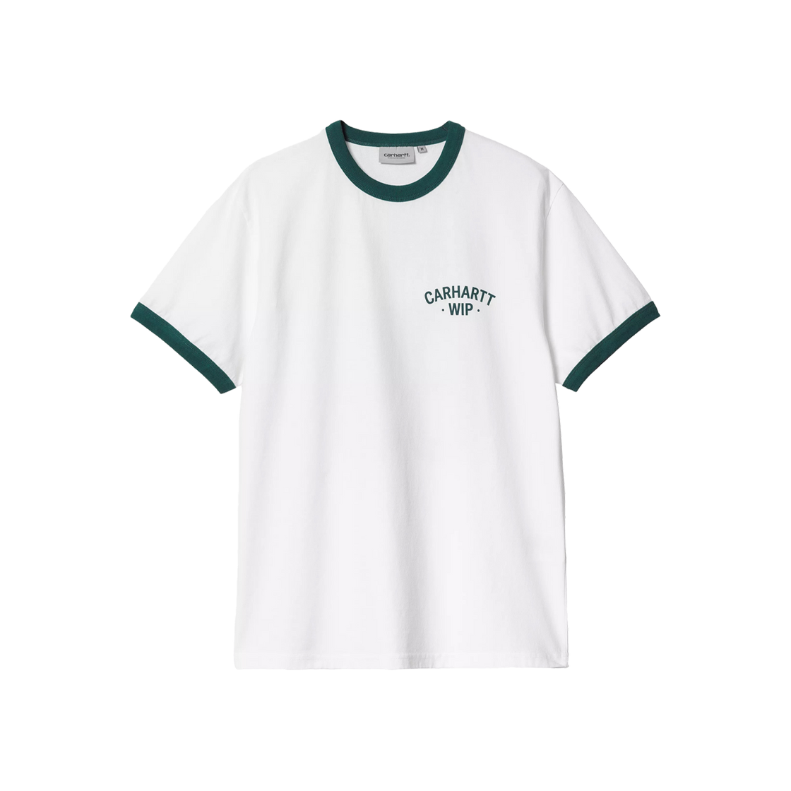 I034713-2QT-4G Carhartt WIP S/S 89 Ringer T-Shirt White Rainforest Heavy Enzyme Wash
