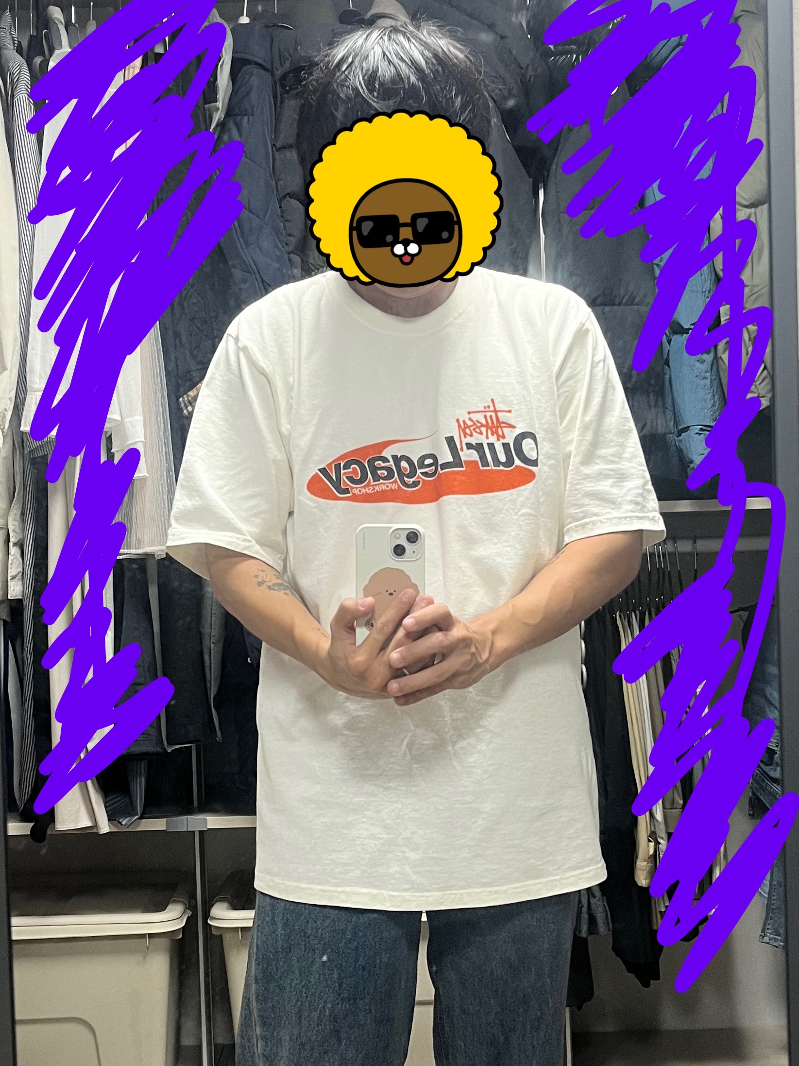 Stussy x Our Legacy Work Shop Swirl Pigment Dyed T-Shirt Natural 착용 스타일