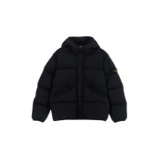 (Kids) Stone Island 4100017 Wappen Logo Zipper Pockets Hooded Padding Black - 25FW