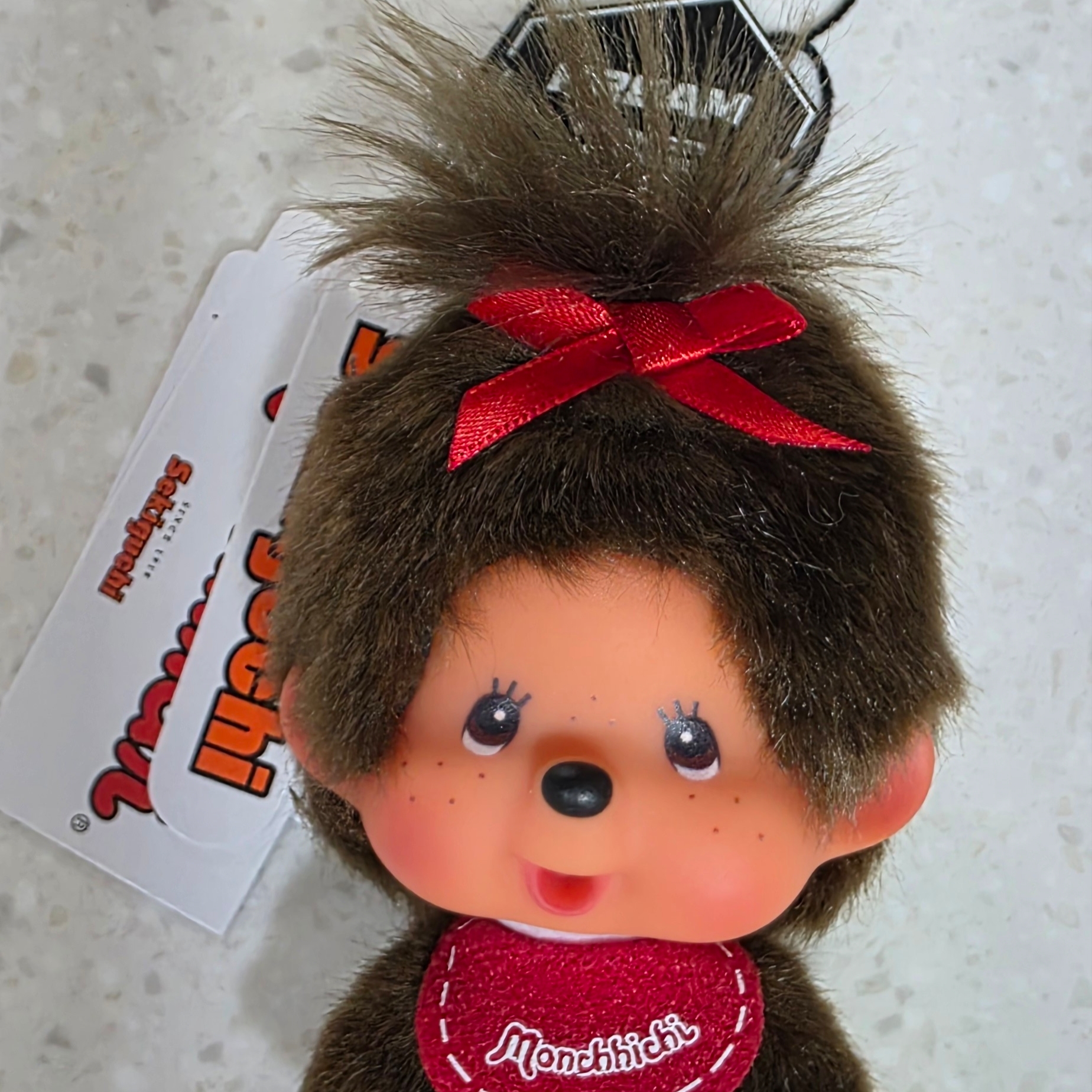 Monchhichi Bighead SS Girl Key Chain Brown 착용 스타일