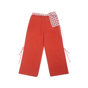 CHECK POCKET SIDE STRING PANTS RED
