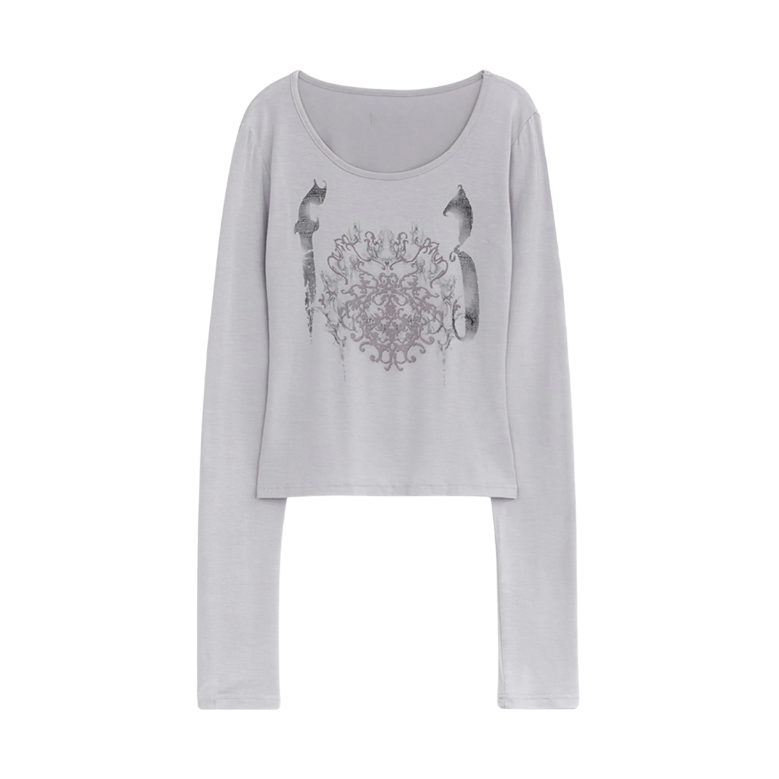 - (W) hugyourskin Ornament Printed Top Grayish Pink