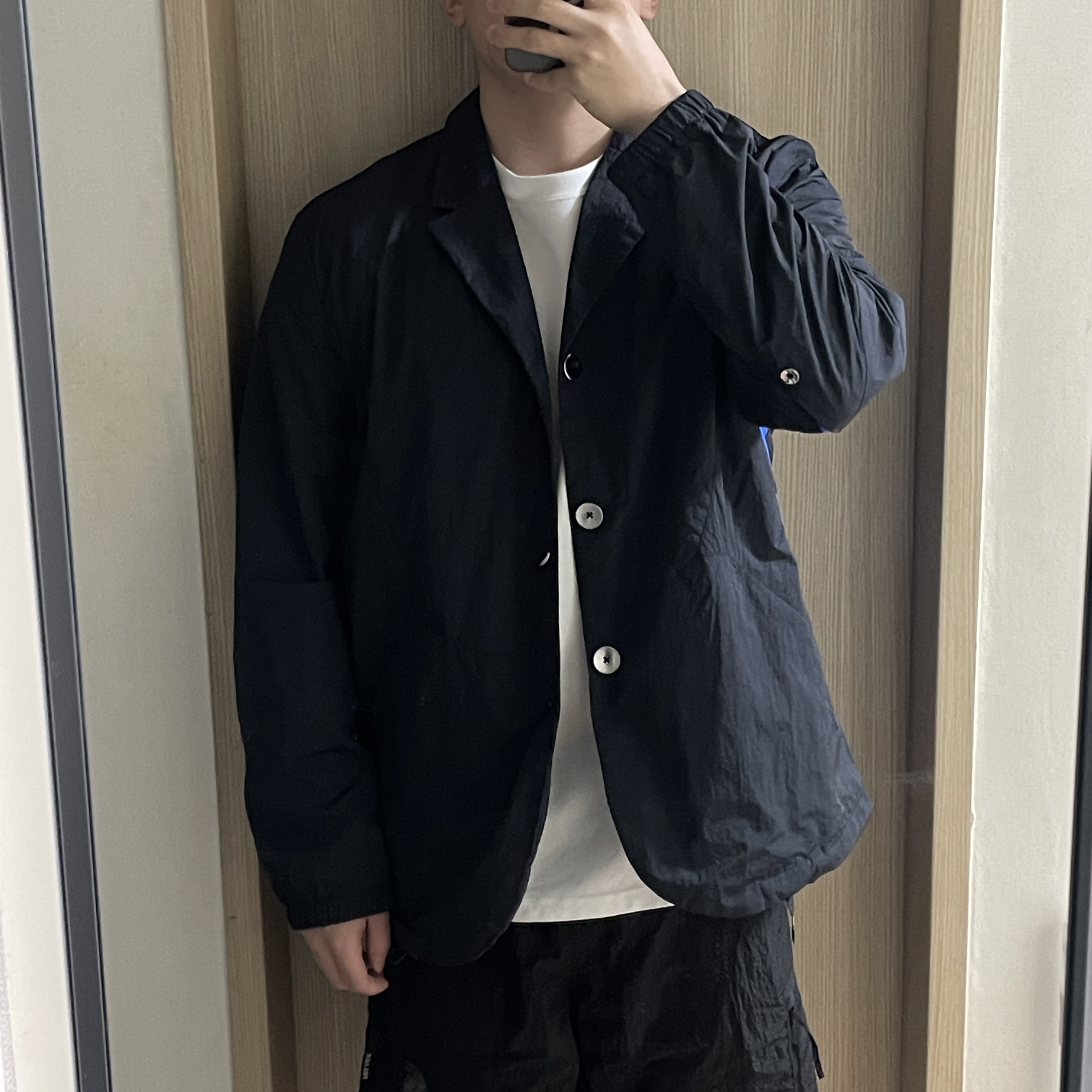 Converse x Ader Error Blazer Jacket Black 착용 스타일 - 1