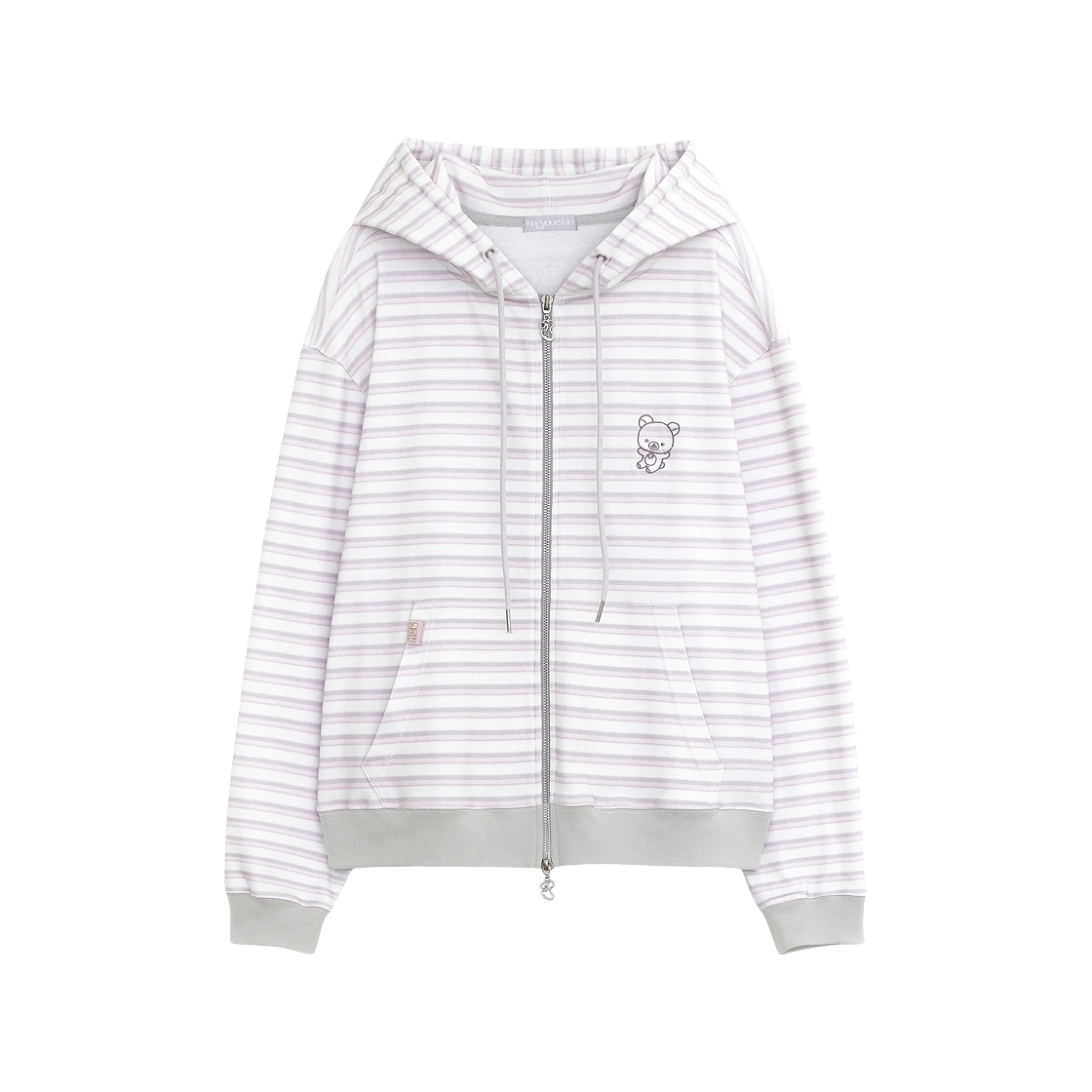 - (W) hugyourskin Stripe Korilakkuma Hoodie Zip Up Pink